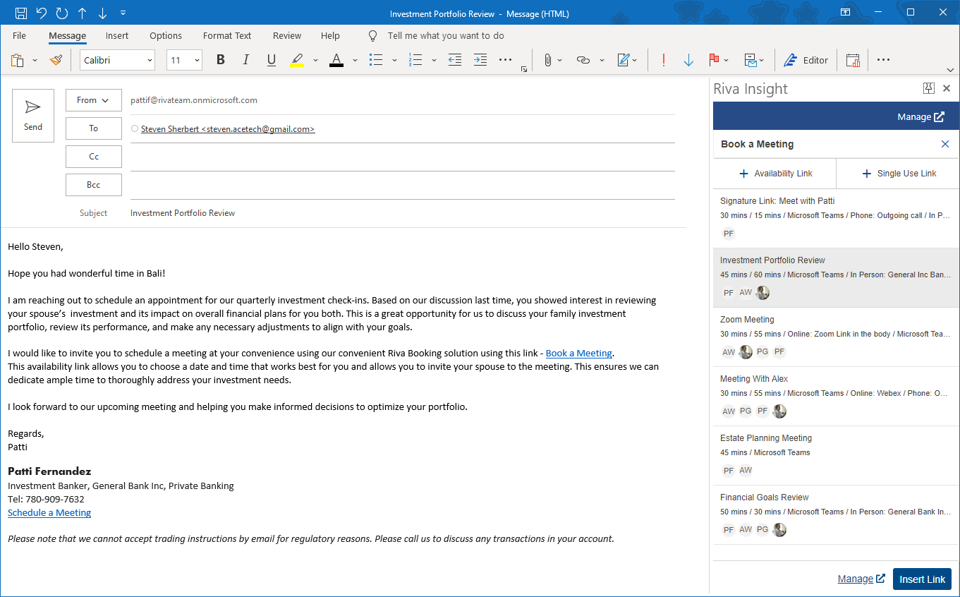 1_ Email with Bookings sidepanel and link.png